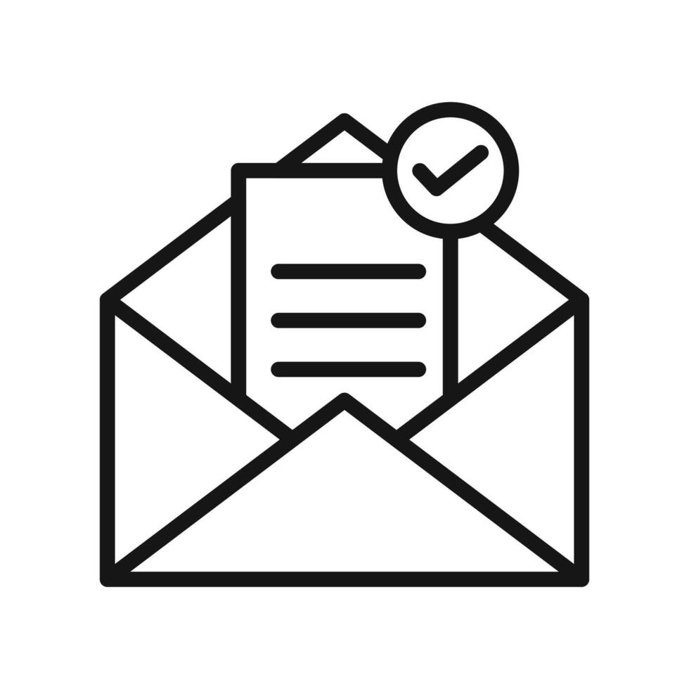 check message icon Black line art vector