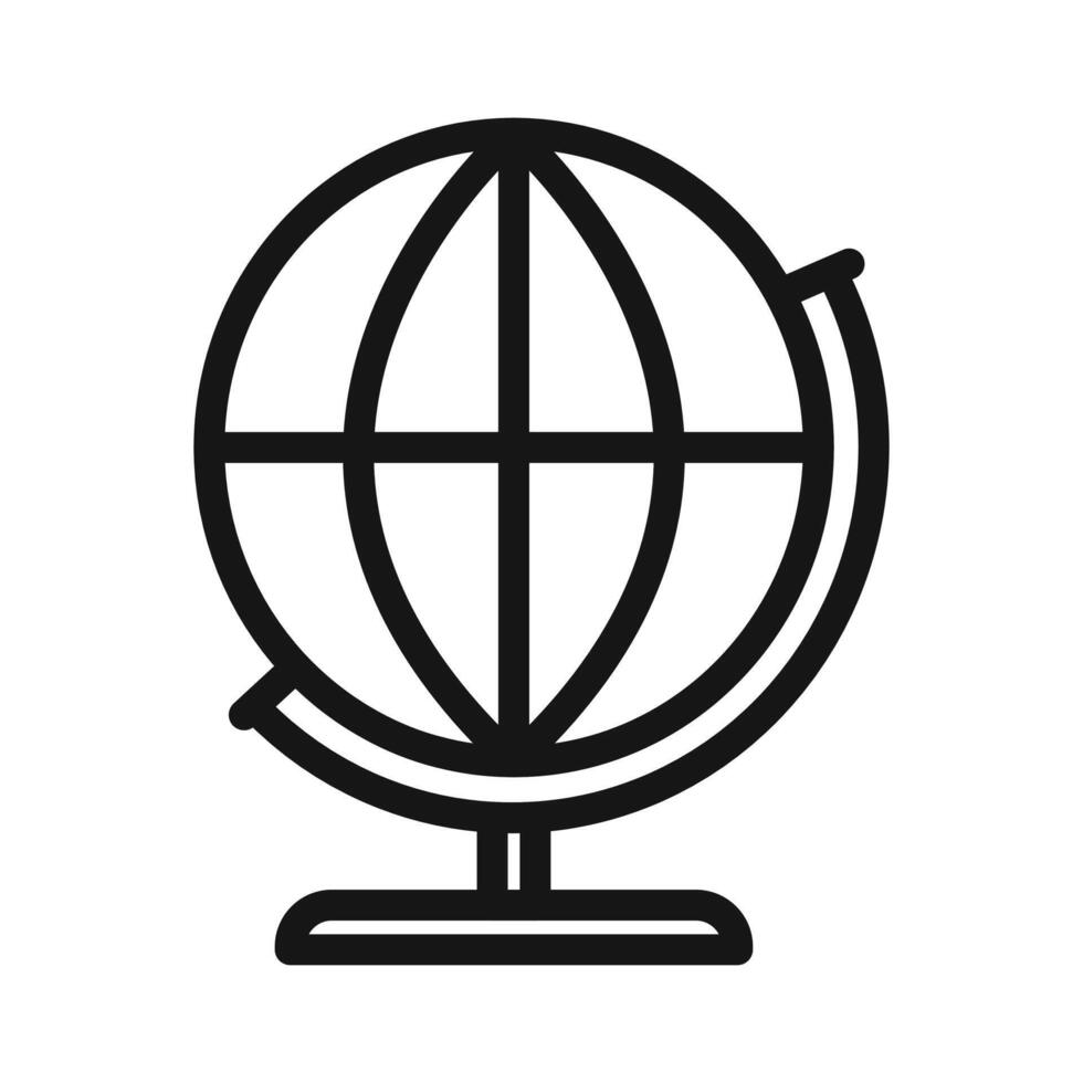 globe icon Black line art vector