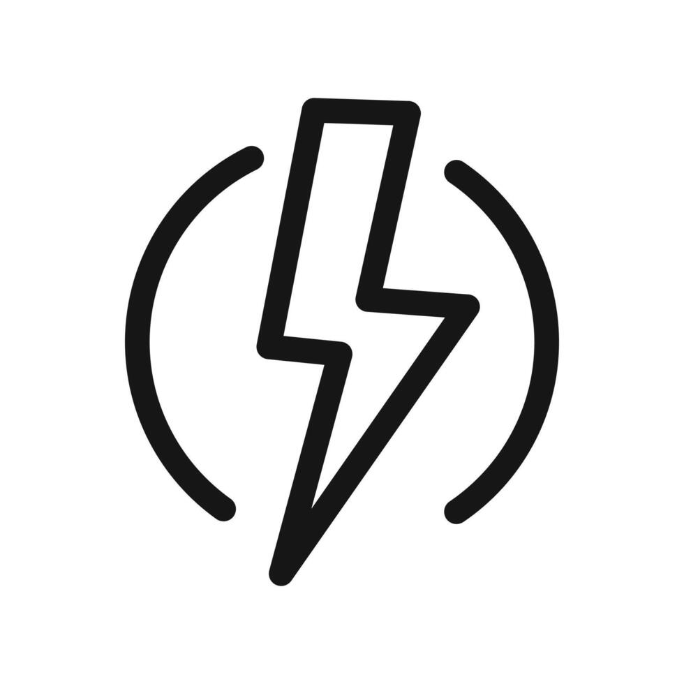 lightning bolt icon Black line art vector