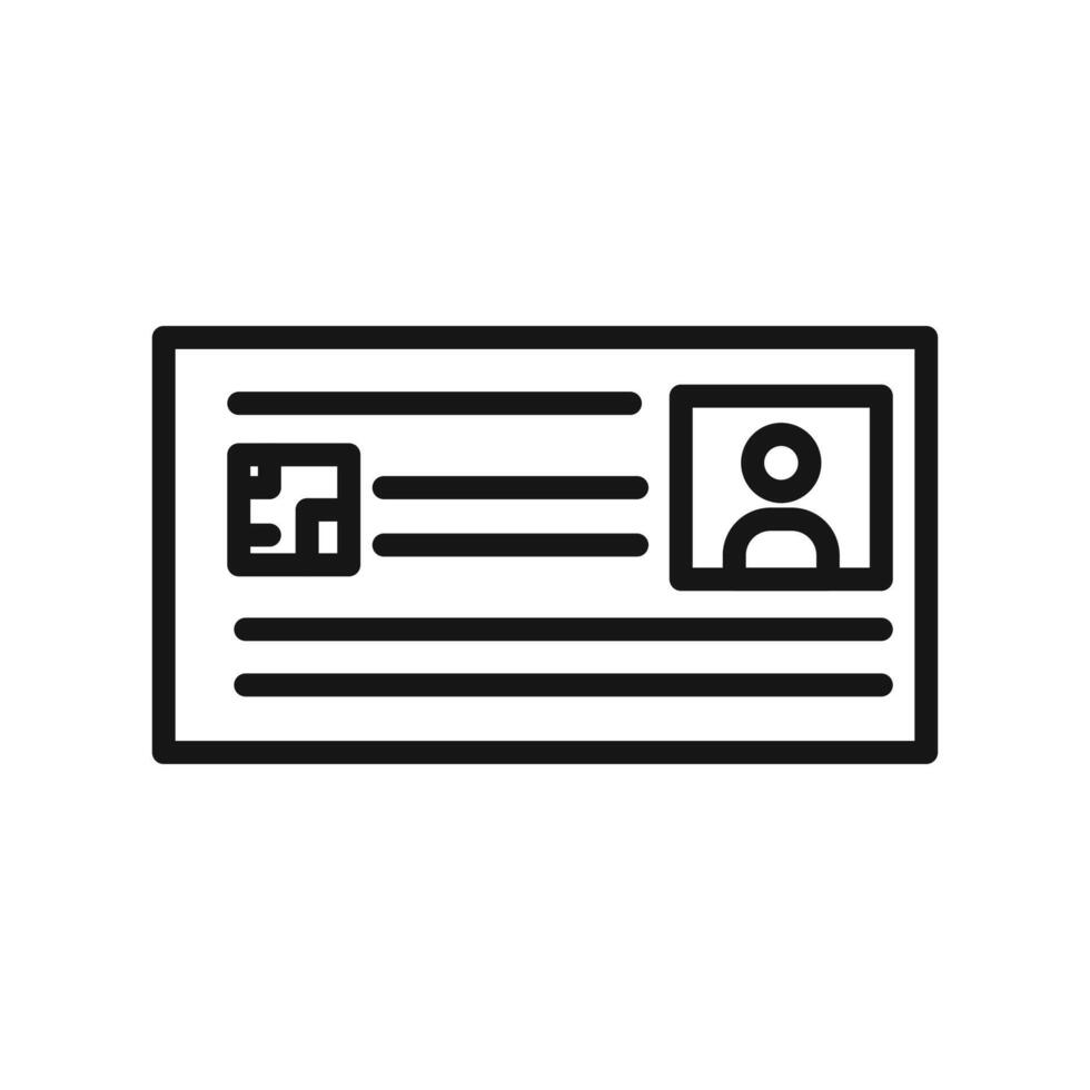 identity card icon Black line art vector
