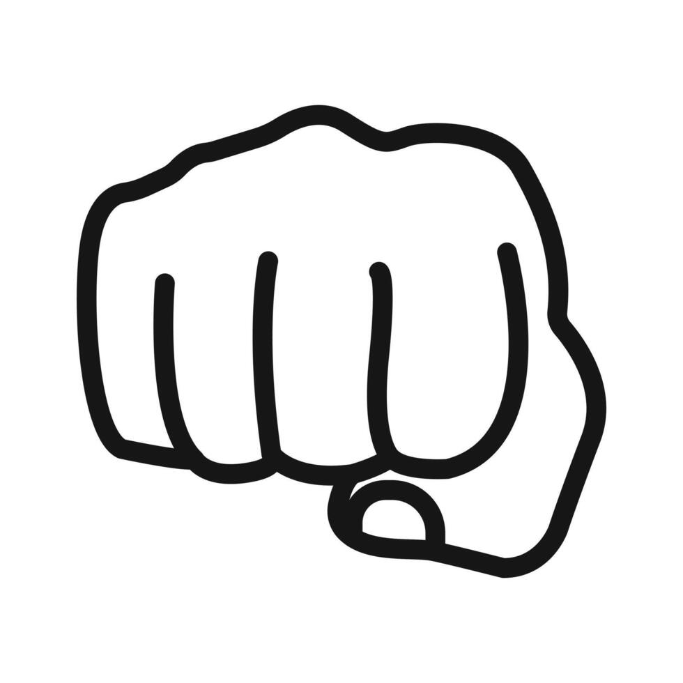 punch fist hand icon Black line art vector