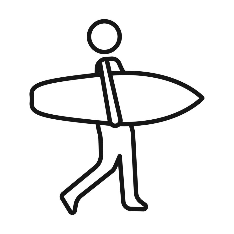 surfing icon Black line art vector