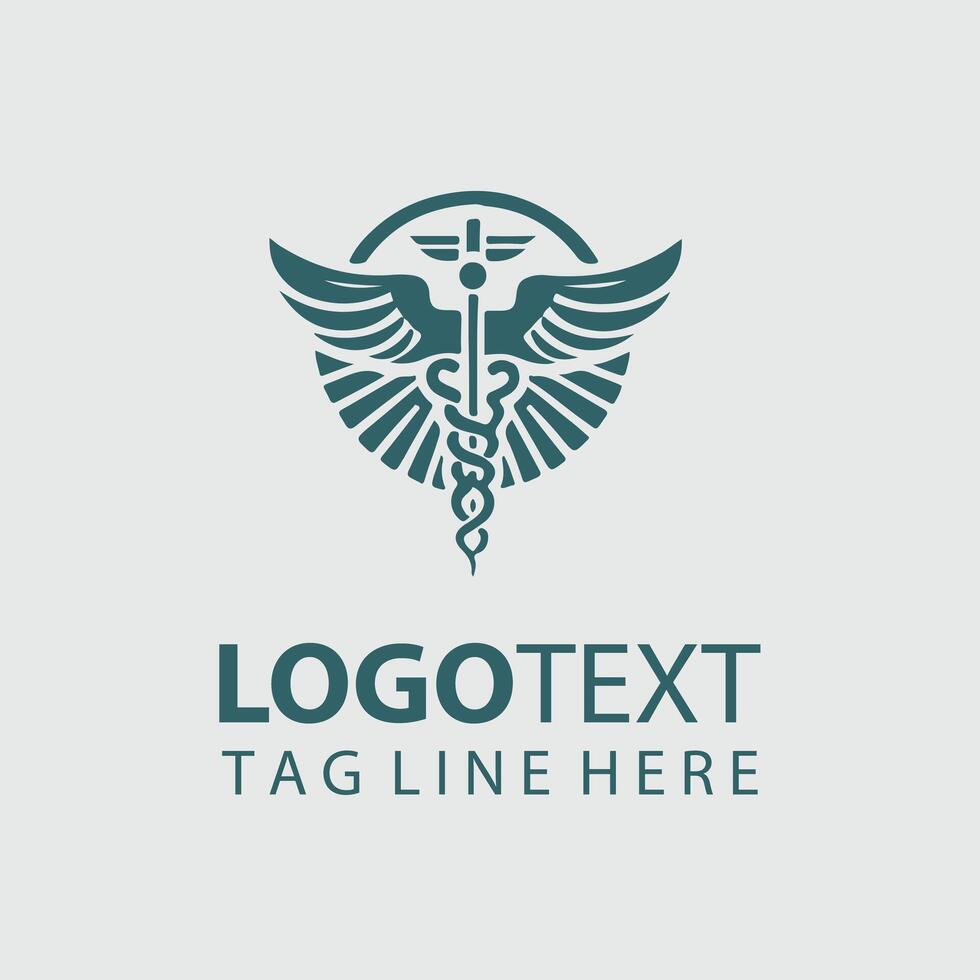 caduceus medical logo vector