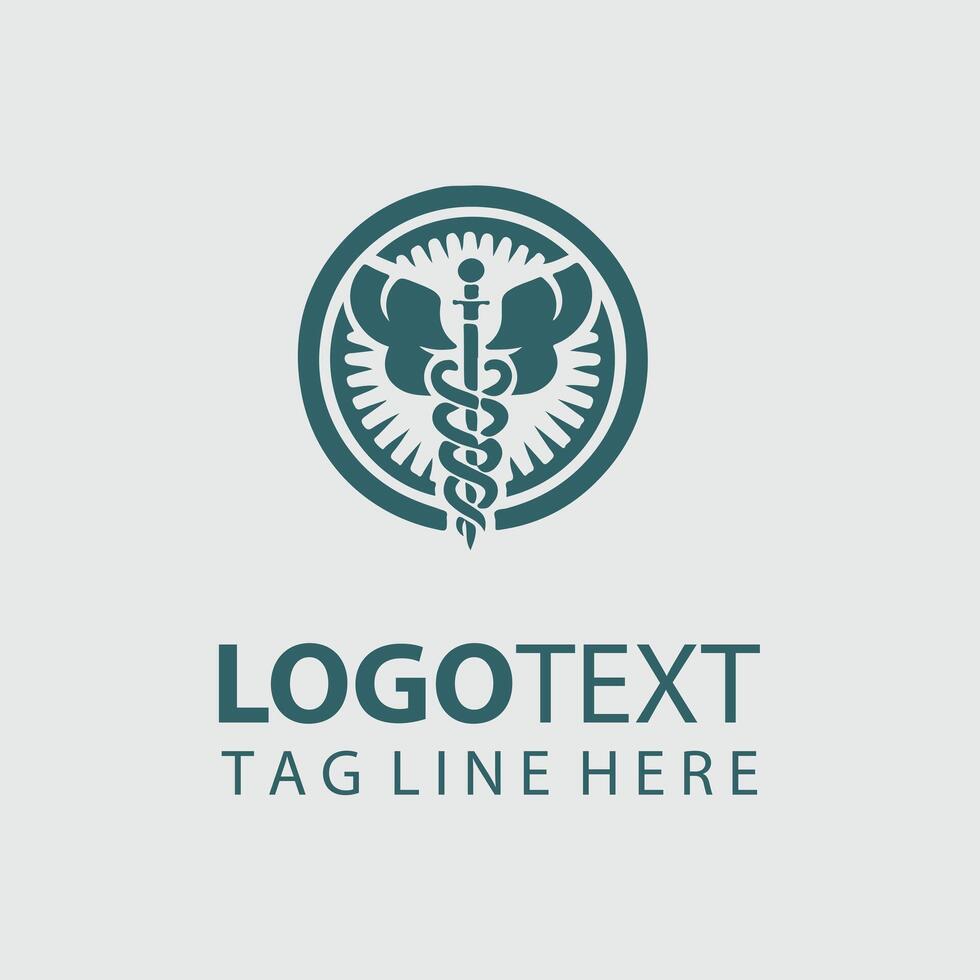 caduceus medical logo vector