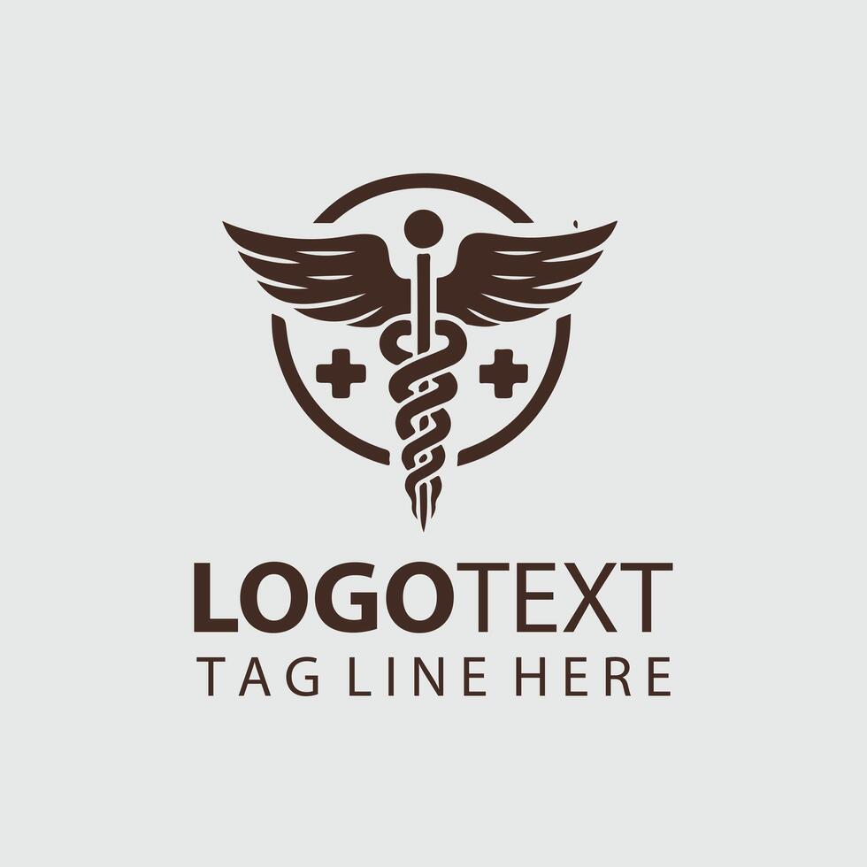 caduceus medical logo vector