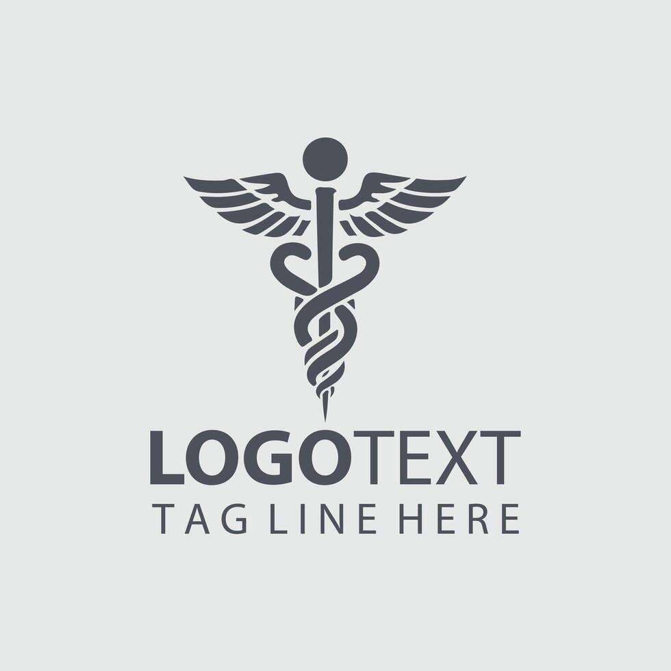 caduceus medical logo vector