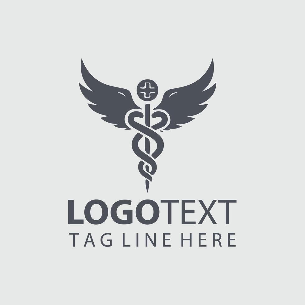 caduceus medical logo vector