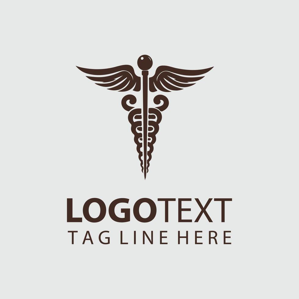 caduceus medical logo vector