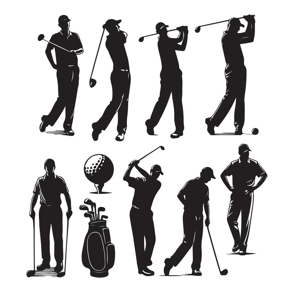 golf player silhouette vector