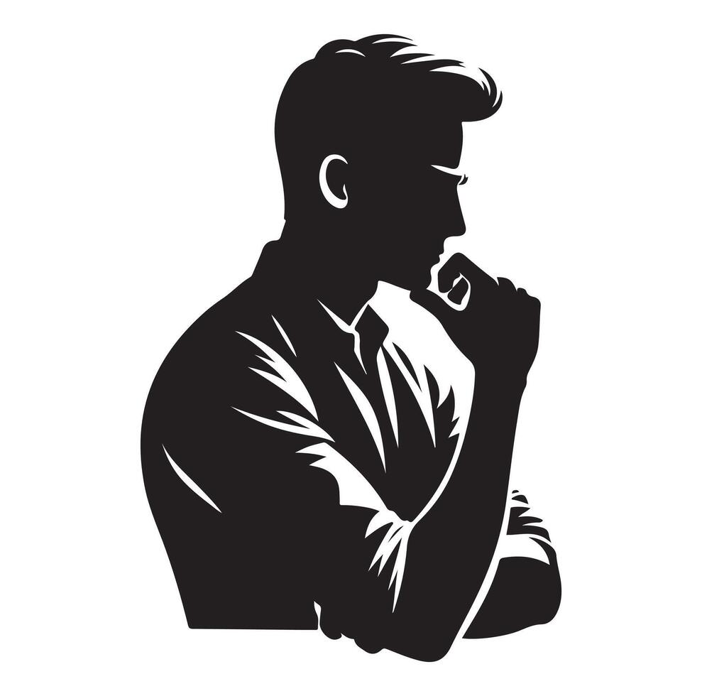 Man thinking silhouette vector
