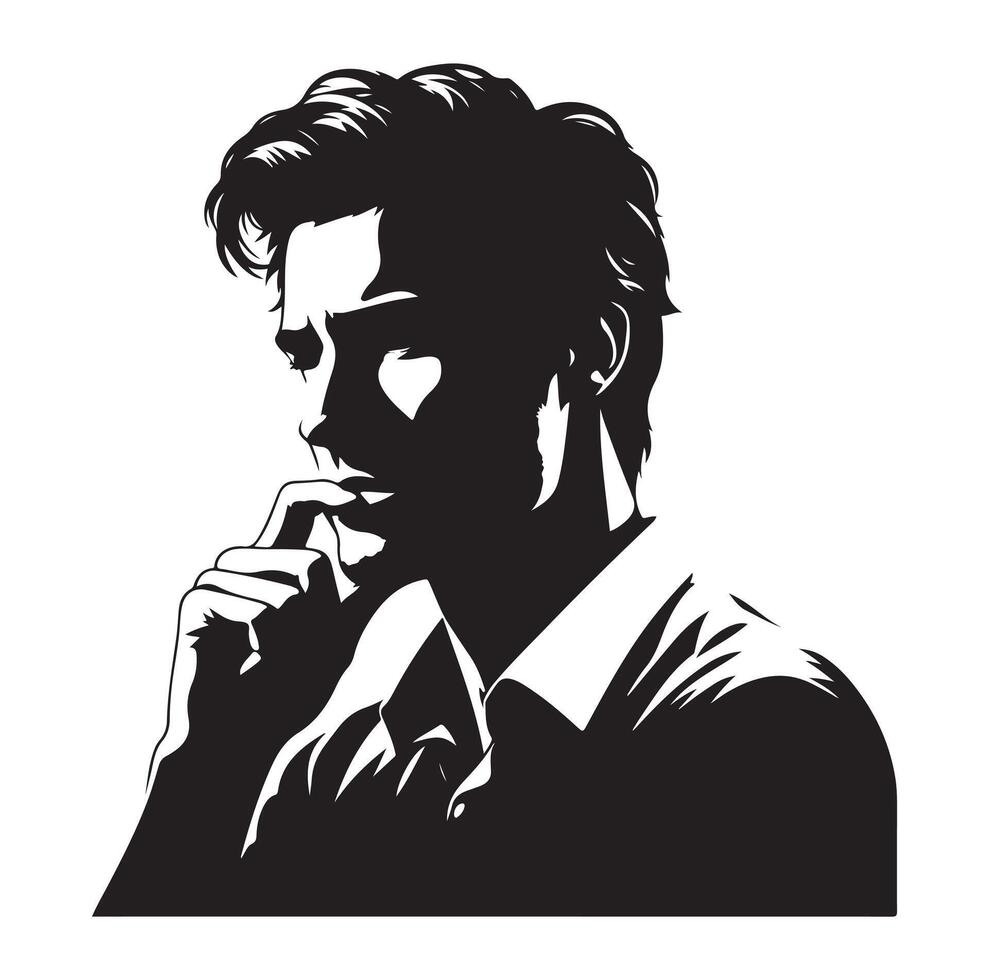 Man thinking silhouette vector