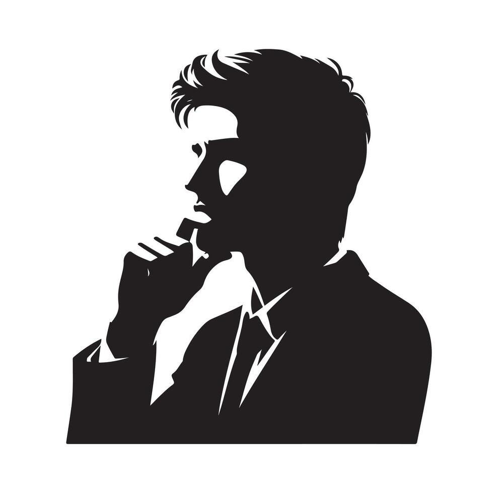 Man thinking silhouette vector