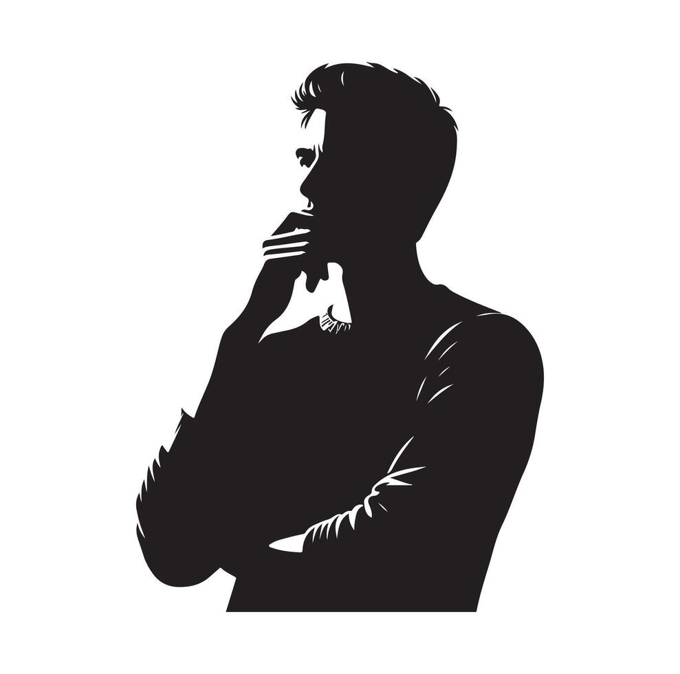 Man thinking silhouette vector