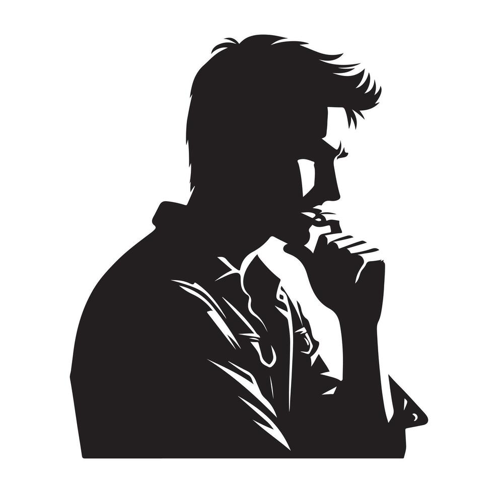 Man thinking silhouette vector