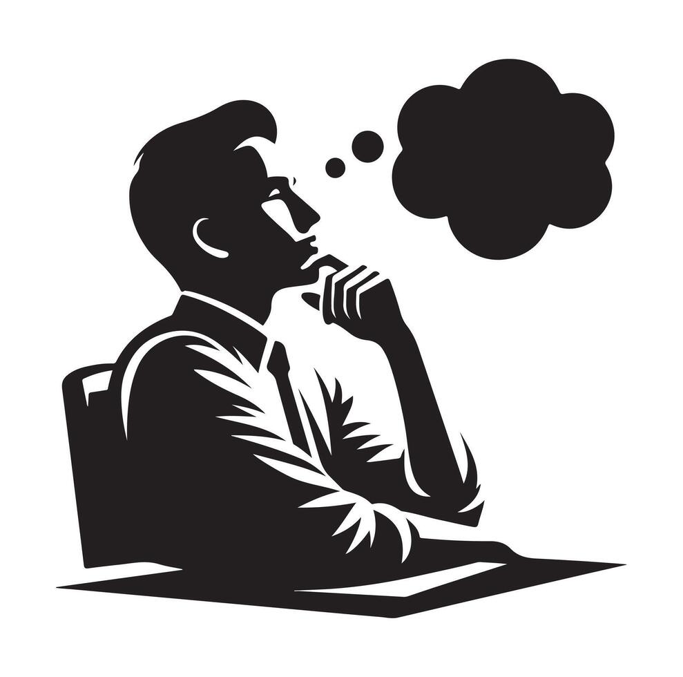 Man thinking silhouette vector