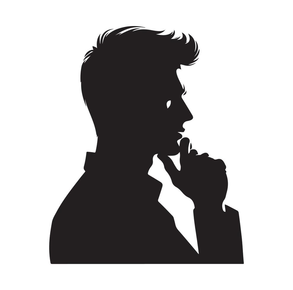 Man thinking silhouette vector