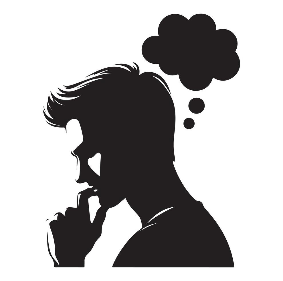 Man thinking silhouette vector