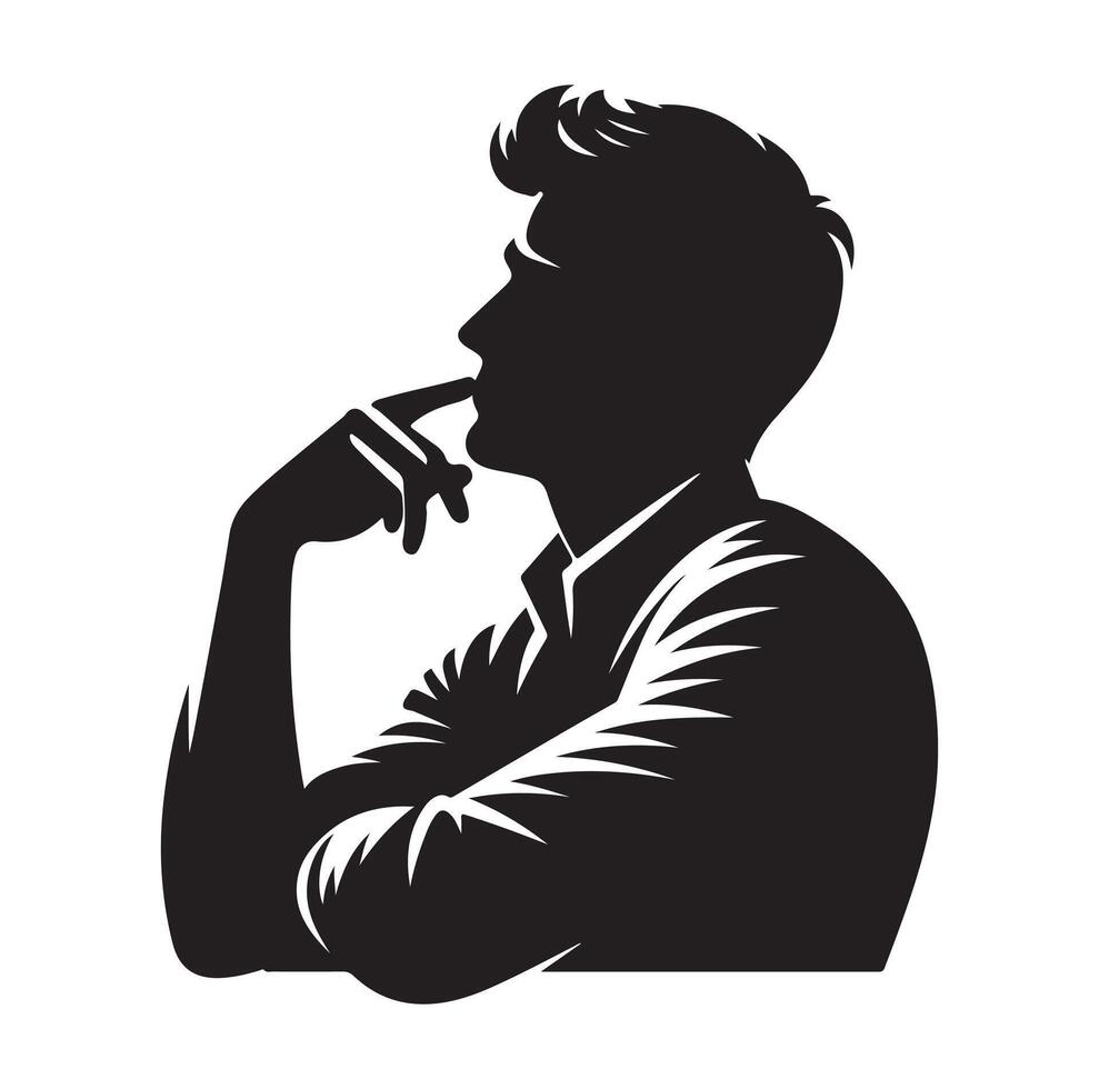 Man thinking silhouette vector
