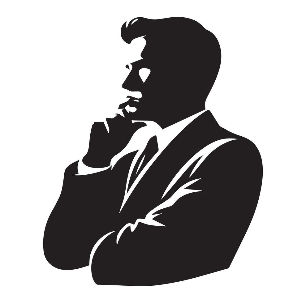 Man thinking silhouette vector