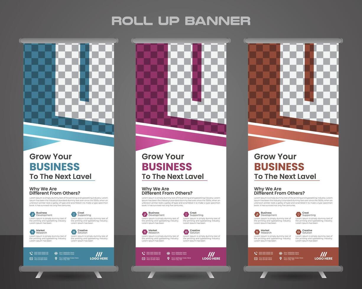 Creative minimal corporate business roll up banner template. vector