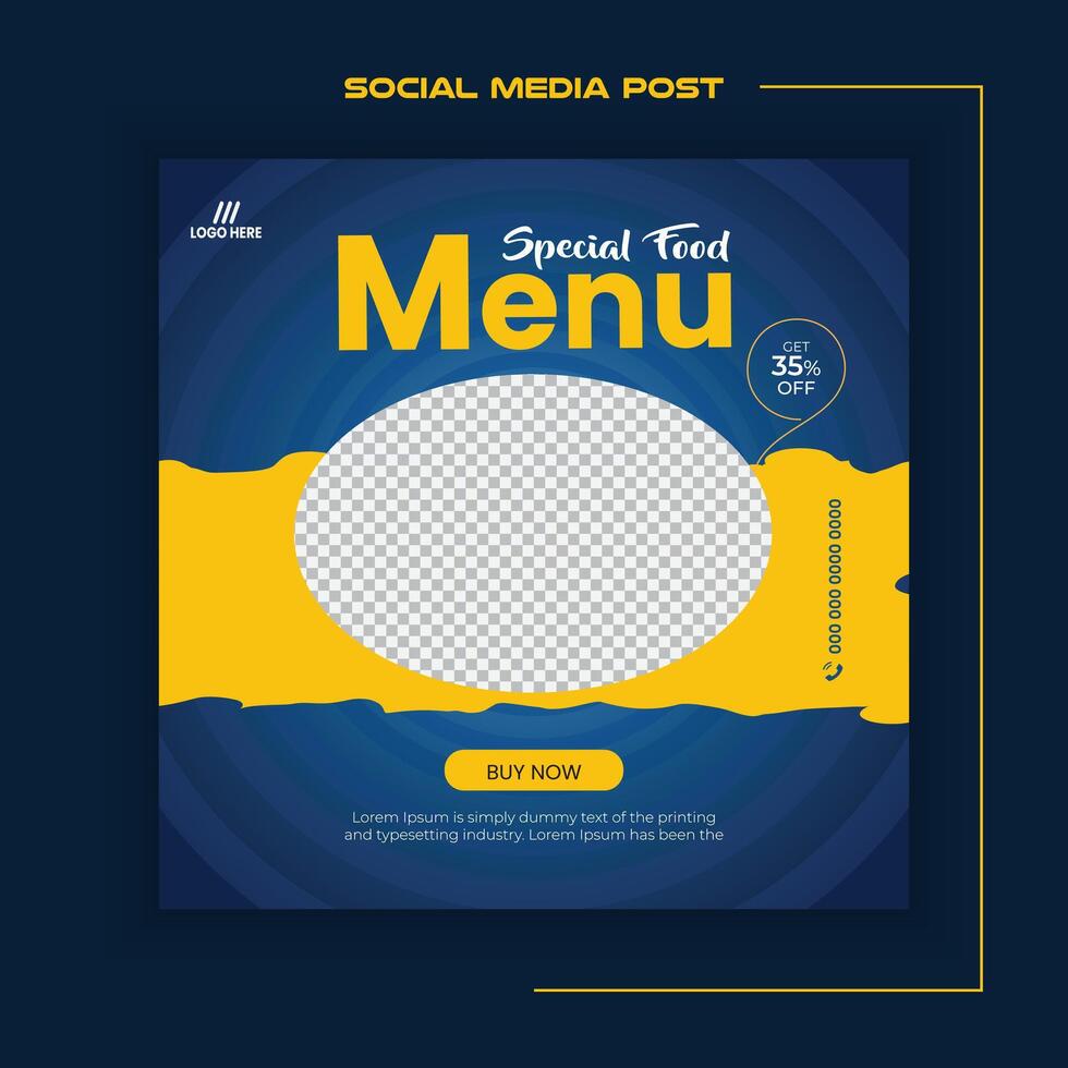 Special food menu square social media post design vector