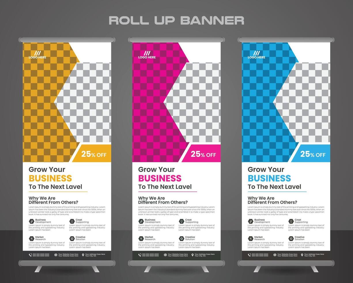 Creative minimal corporate business roll up banner template. vector