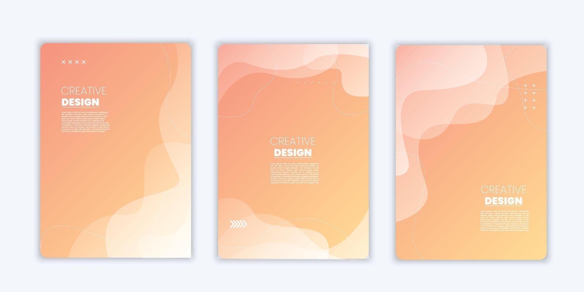 Modern background geometric style orange pink color gradation abstract wave effect collection vector