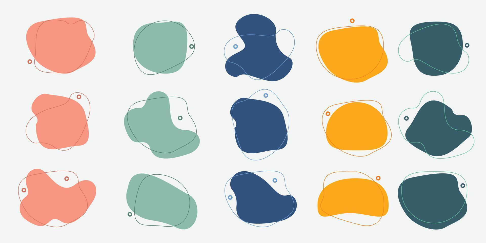 Colourful abstract shapes fluid hand drawn organic shapes line creative element. vector