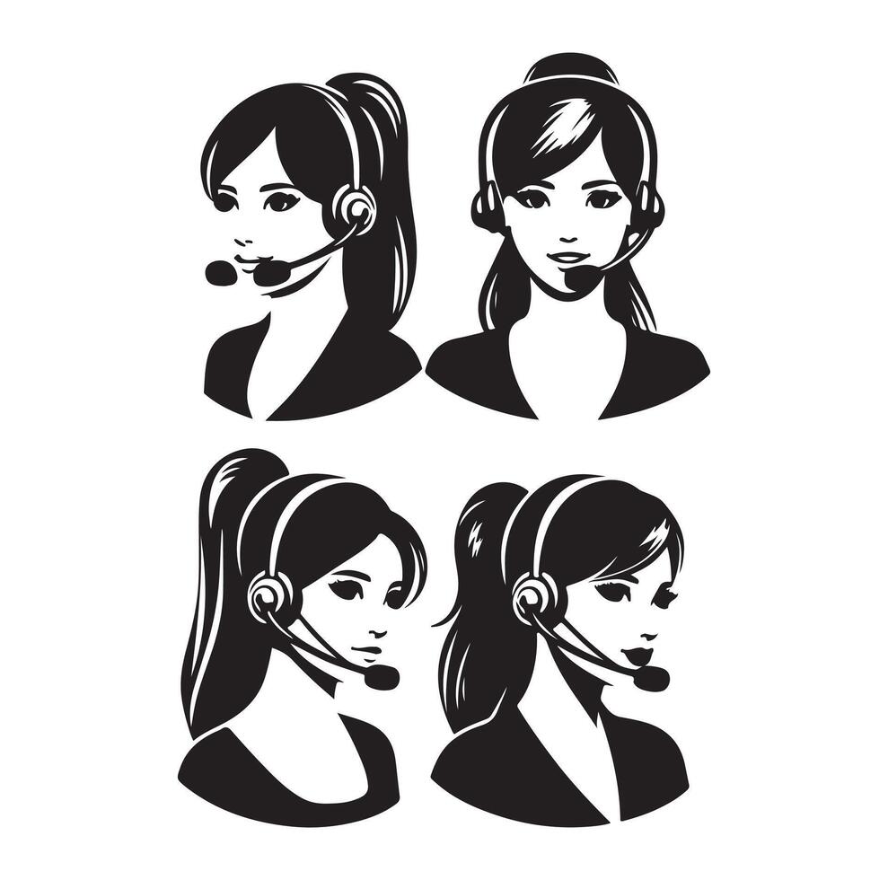 Call center woman silhouette vector