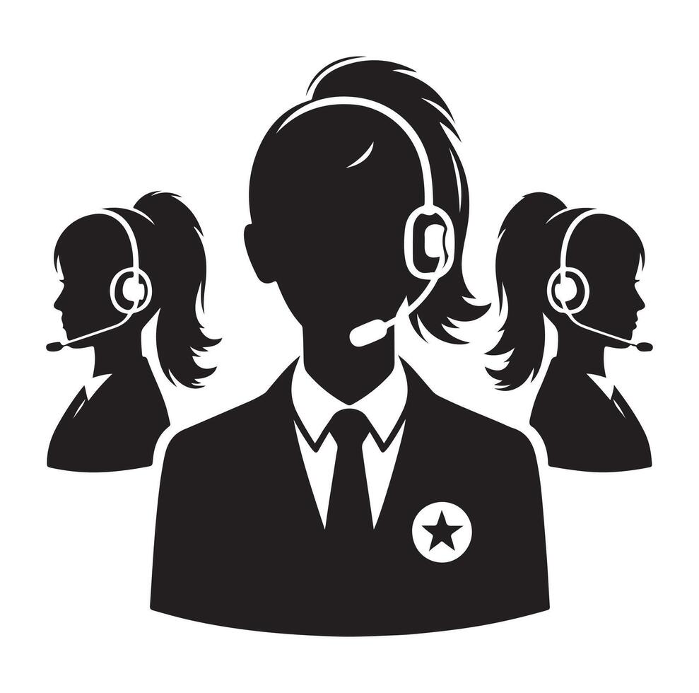 Call center woman silhouette vector