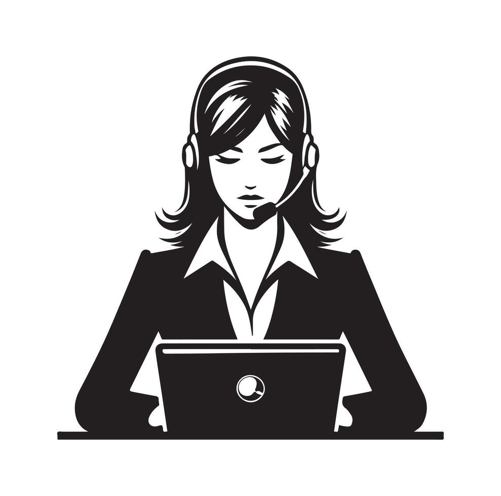 Call center woman silhouette vector