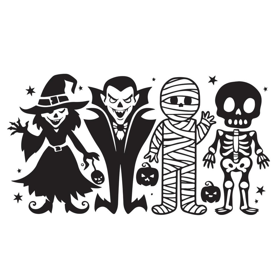 Halloween black and white poster with horror elements vector