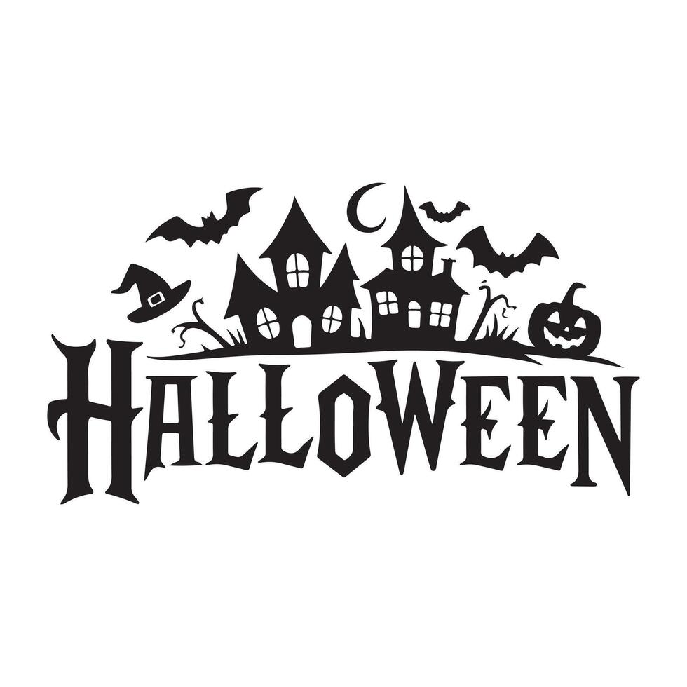 Halloween black and white poster with horror elements vector