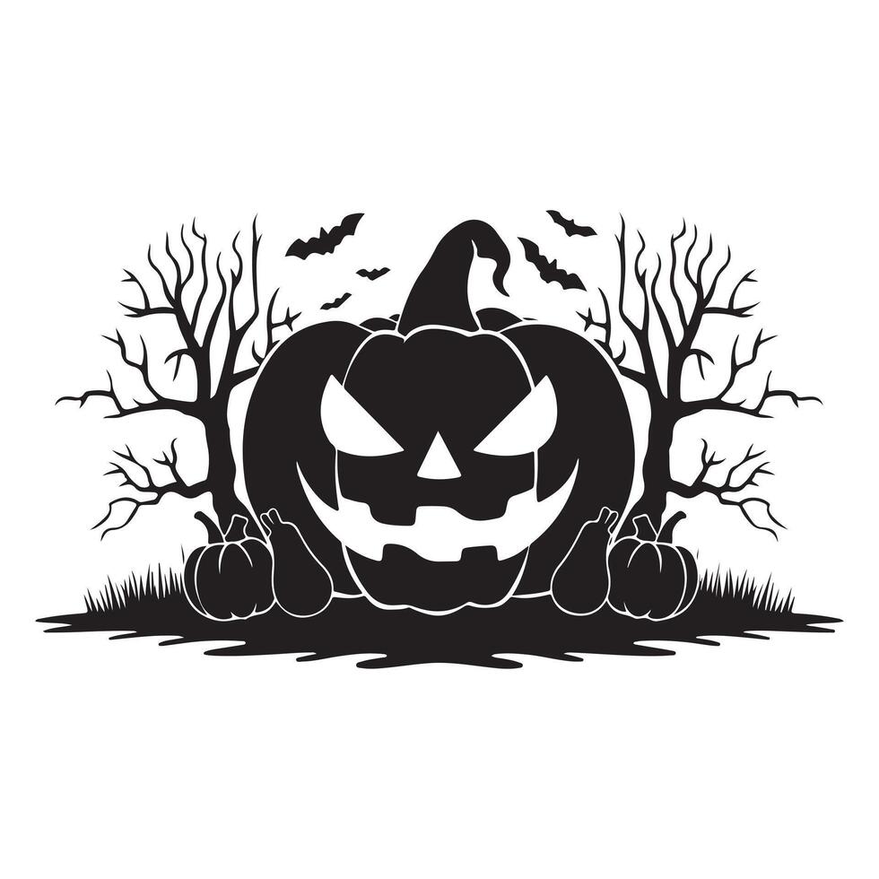 Halloween black and white poster with horror elements vector