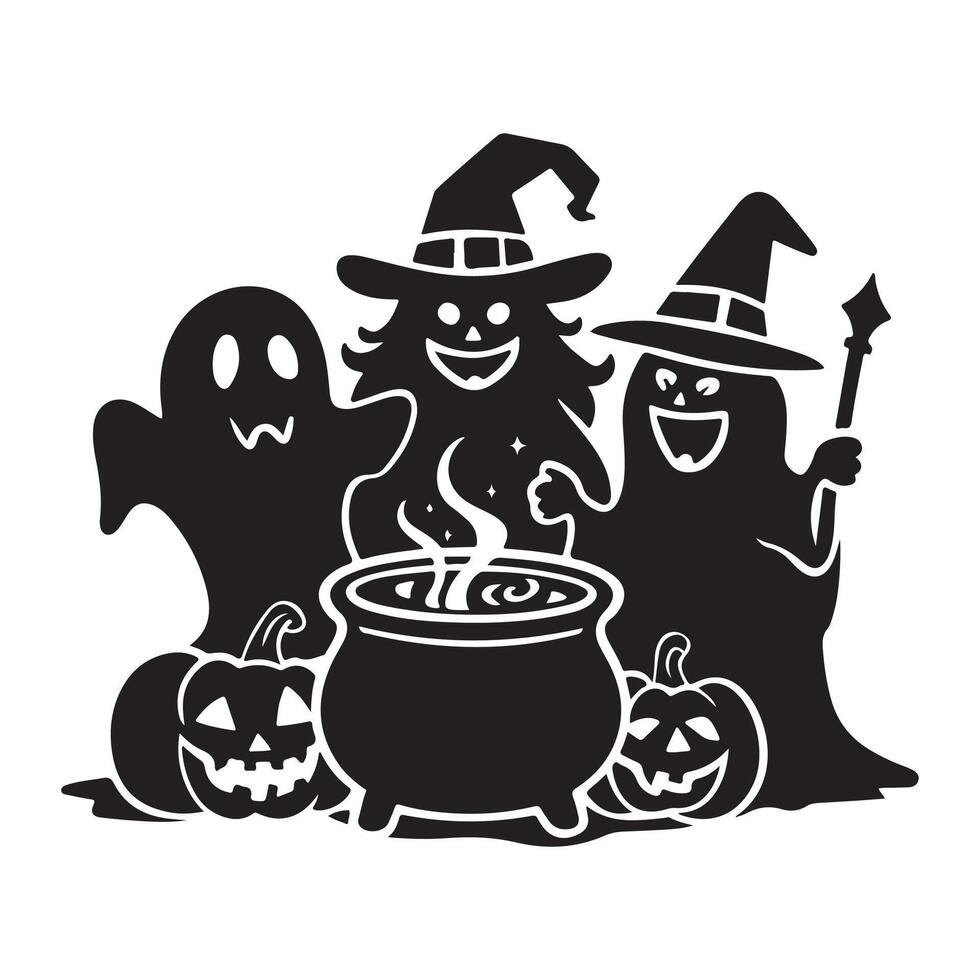 Halloween black and white poster with horror elements vector