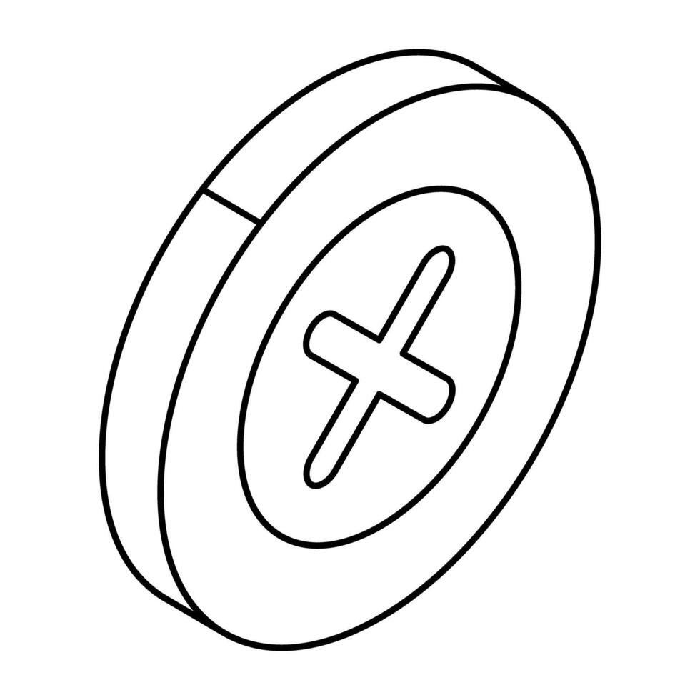 Conceptual flat design icon of cross sign vector