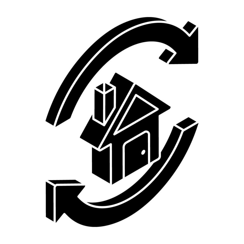 A flat design icon of home exchange vector