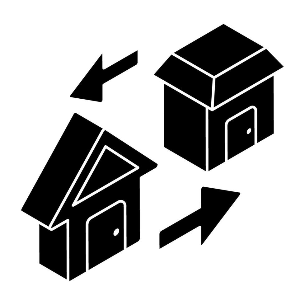 A flat design icon of home exchange vector