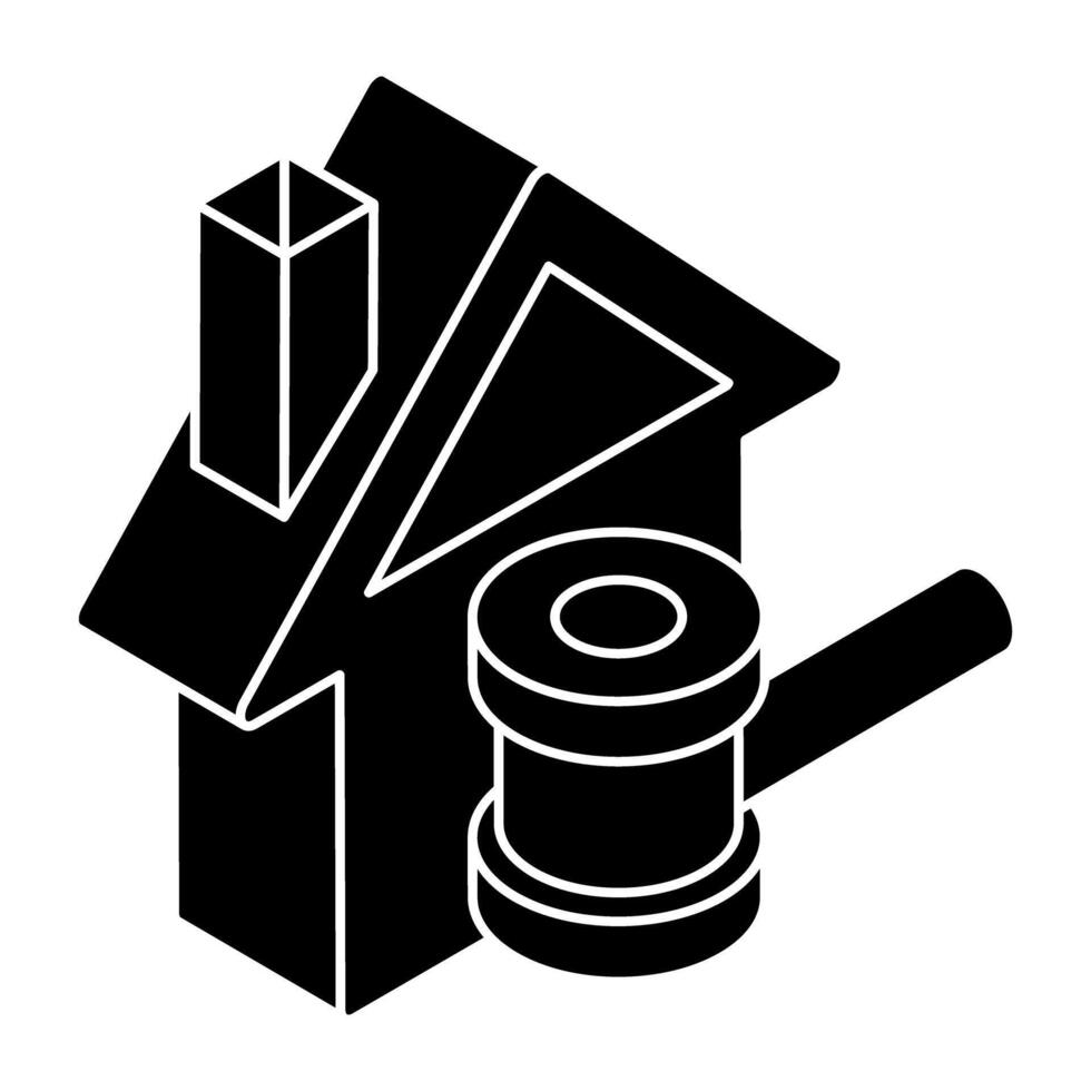 Editable design icon of home auction vector