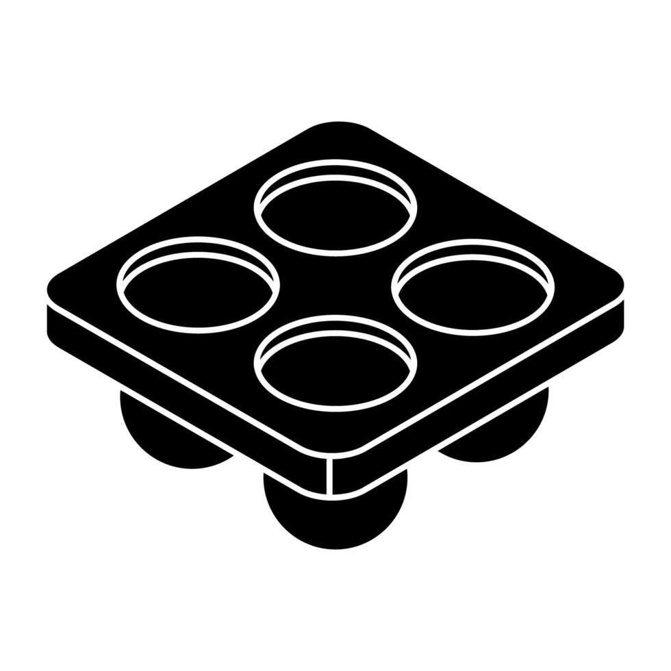 A flat design icon of muffin tray vector