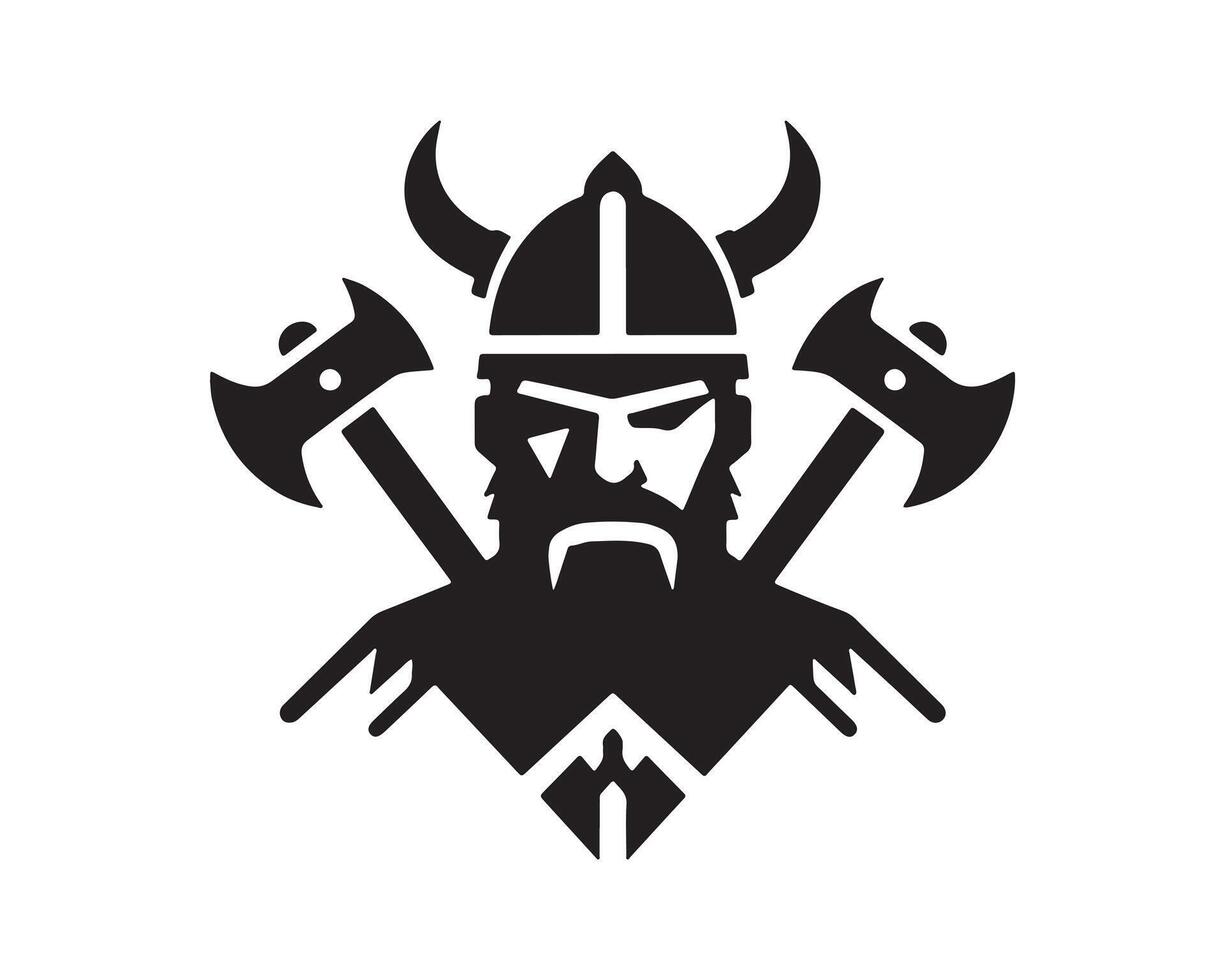 a viking with axes and a beard vector