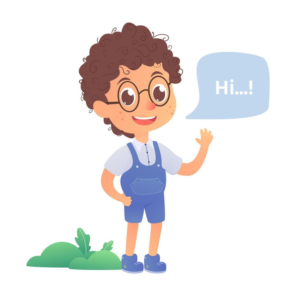 Boy greet say hello vector