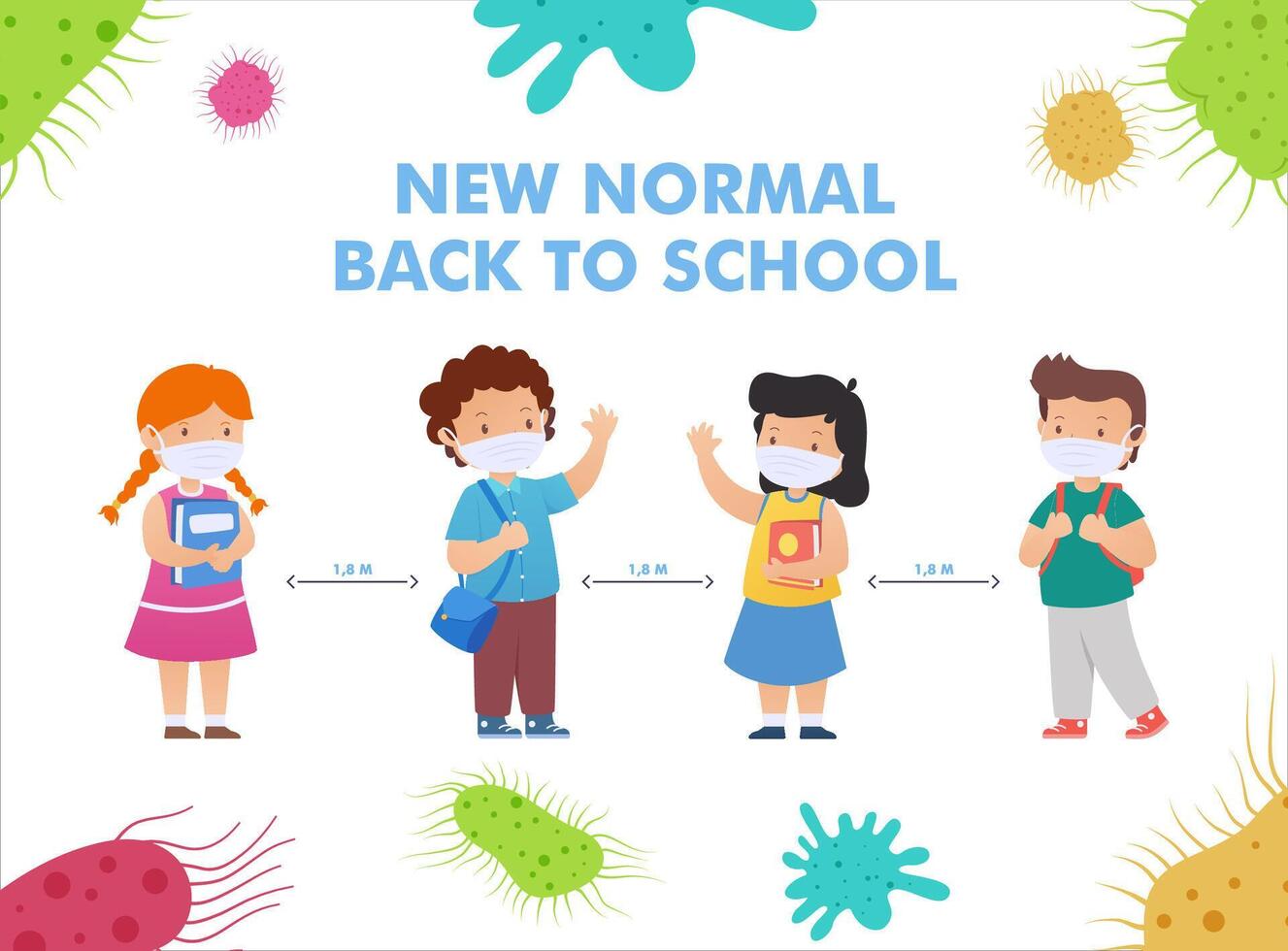 Back to school for new normal lifestyle concept vector
