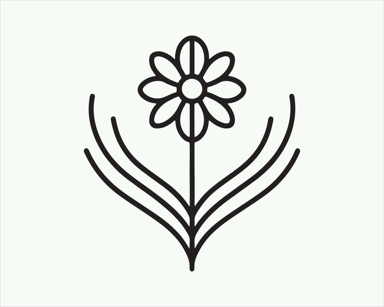Line art Flower logo design vector