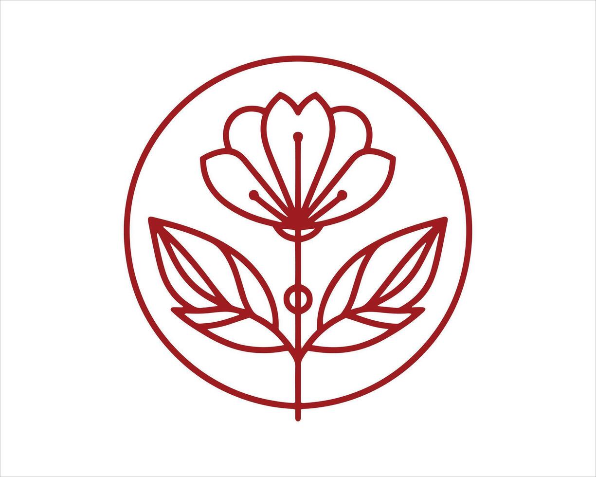 Line Art Flower Logo Design Icon Symbol Illustration. vector