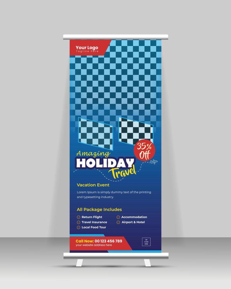 Travel Roll Up Banner Design Template vector