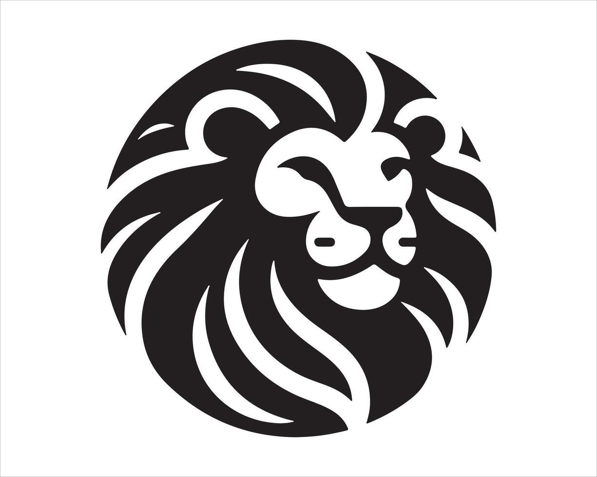 Lion Head Logo Design Template. Silhouette simple lion. vector