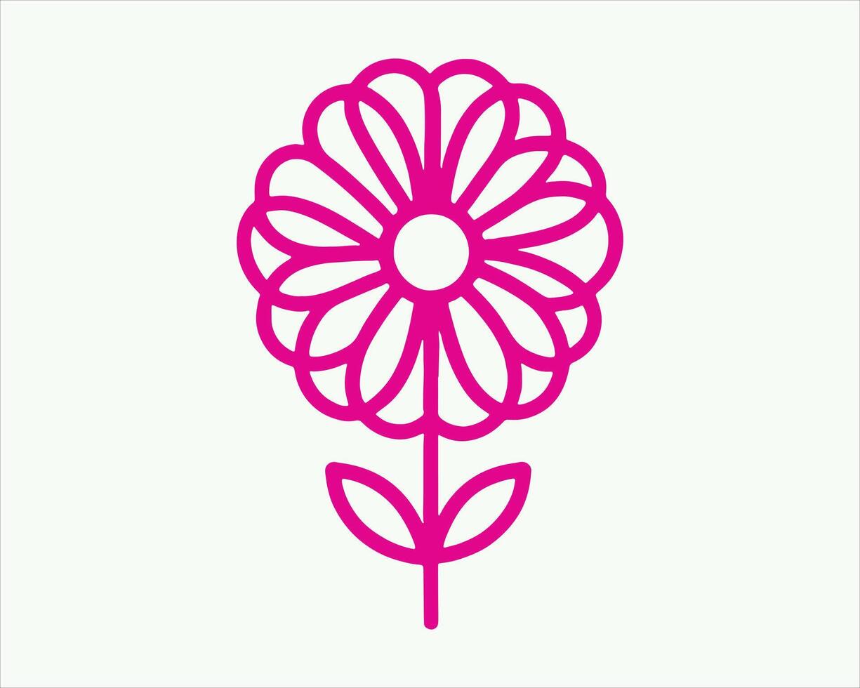 Line Art Flower Logo Design Icon Symbol Illustration. vector