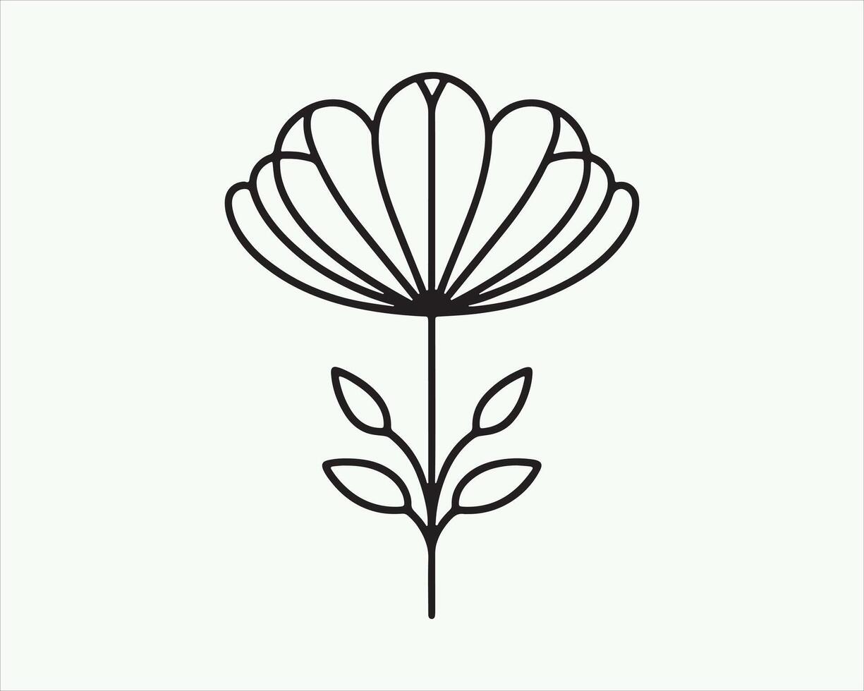 Line Art Flower Logo Design Icon Symbol Illustration. vector