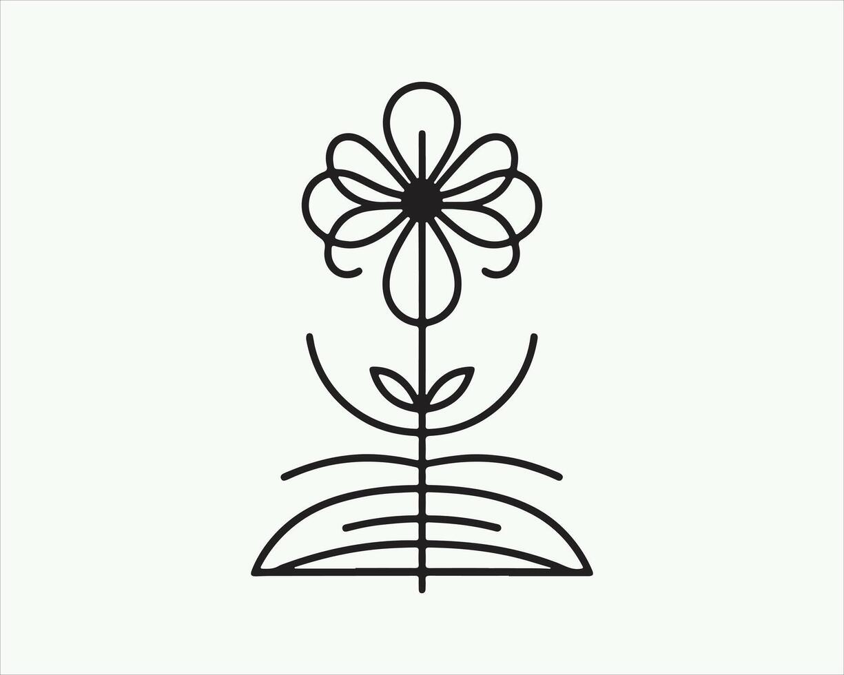 Line Art Flower Logo Design Icon Symbol Illustration. vector